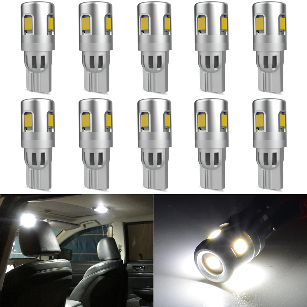 10x T10 W5W Светодиодная лампа 2825 T15 W16W автомобильный внутренсветильник фонарь
