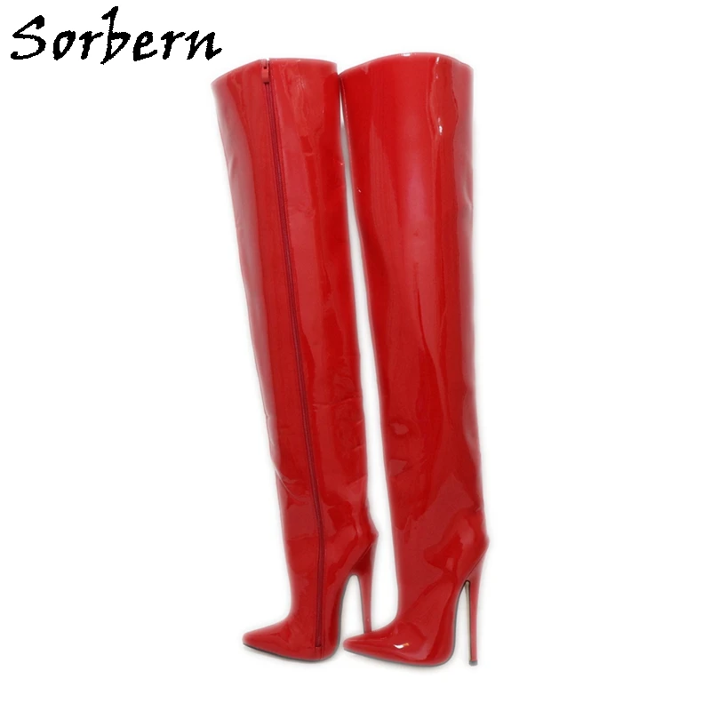 

Sorbern Sexy Fetish High Heel Thigh High Boots 18Cm Spike Heeled Stilettos Hard Shaft Wide Calf Thigh Fit Custom Slim Legs