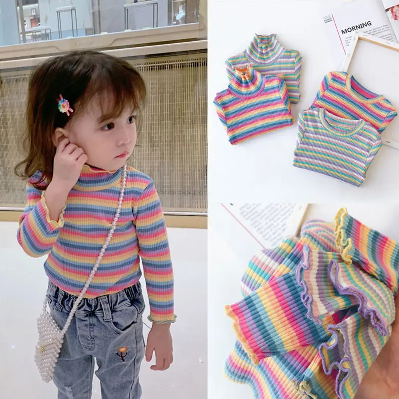 Футболки для девочек детская одежда на весну и осень Детская футболка с длинным