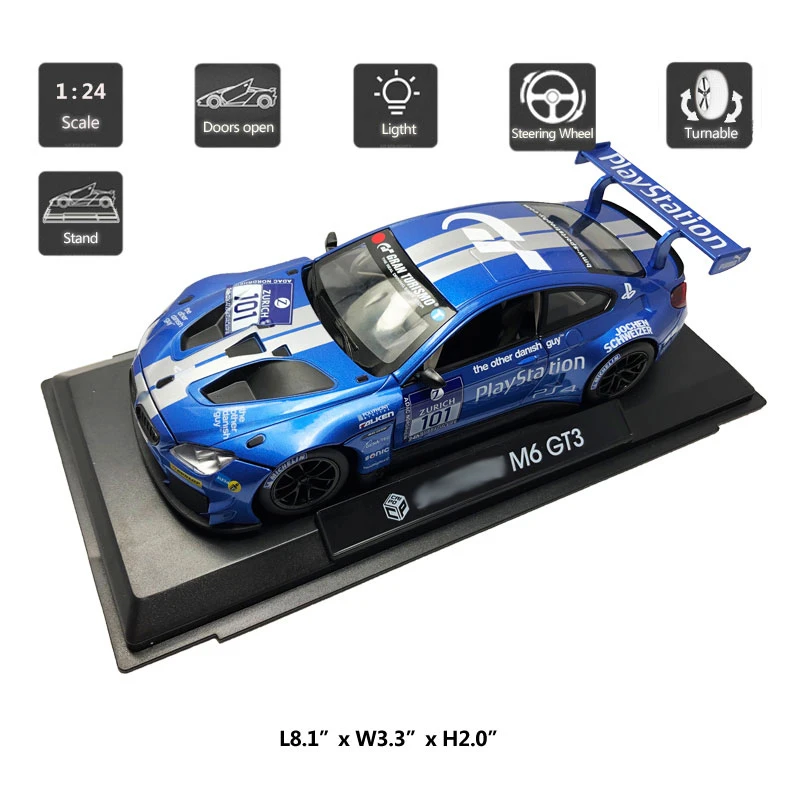 HOMMAT 1/24 масштаб M6 GT3 гоночная модель автомобиля свободное колесо металлический