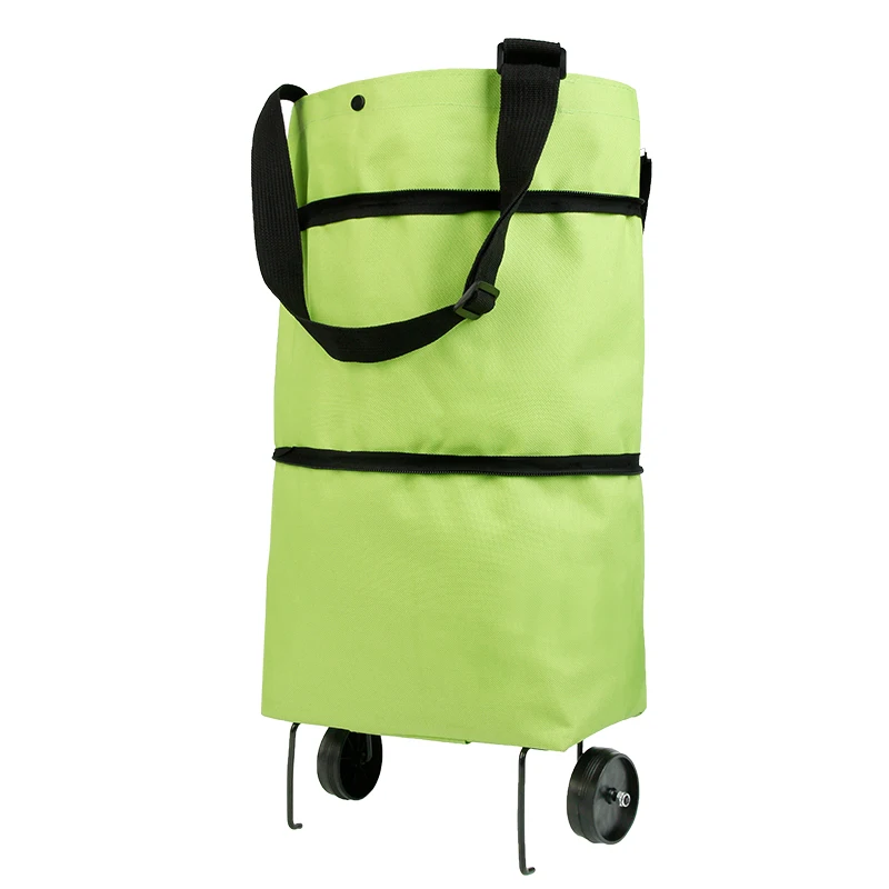 Folding Shopping Cart Trolley Bag with Wheels - Foldable Reusable Grocery Bags for Food Organization and Vegetables image 4