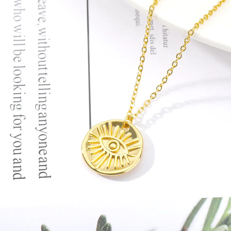 

2020 New Fashion Evil Eye Coin Necklaces For Women Chain on the neck Bohemian Gold Necklace Pendant Religious belief Choker