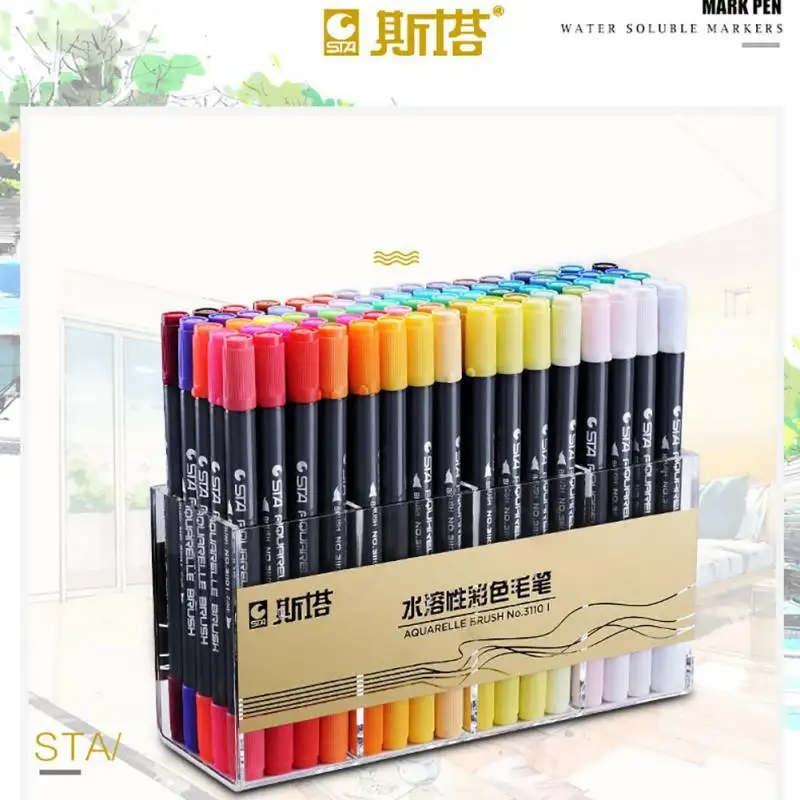 1PC Randomly Dual Tip Watercolor Brush Markers - Stain Non-Toxic Water Based Lettering Marker Calligraphy Pens | Канцтовары для