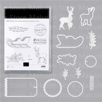 metal cutting dies and elk sleigh stamps scrapbooking diy decoration craft embossing stencil christmas 2021 new