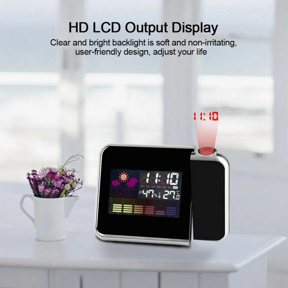 LED Table Clock Alarm Date Snooze Function Backlight Projector Desk Digital Clocks USB Charger Time Projection | Дом и сад