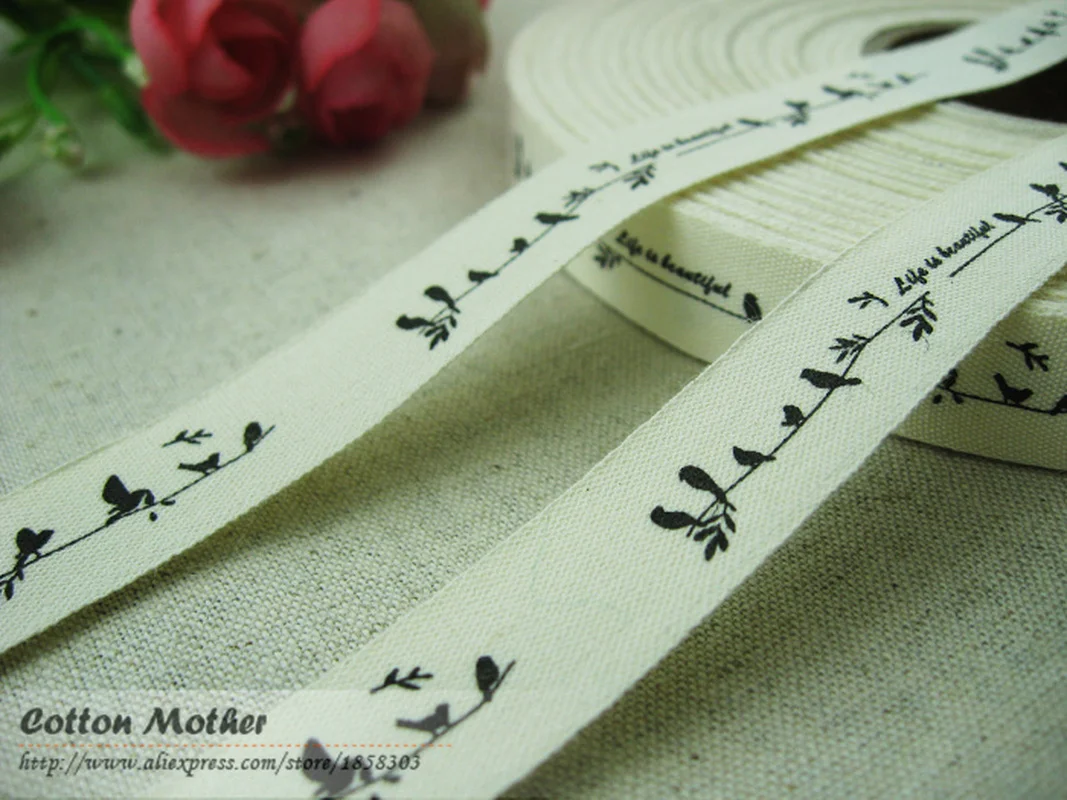 Букшевый Ласточка с веткой этикетки хлопчатобумажные ленты 1 5 см ширина на заказ