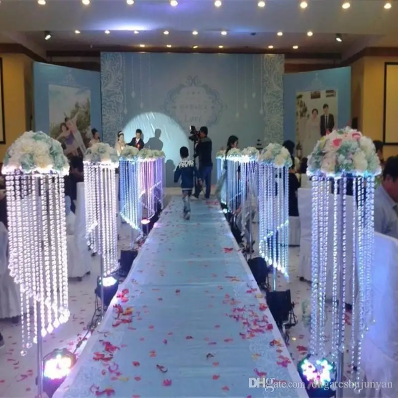 

Новая акриловая люстра в форме волны, золотые, серебряные, хрустальные центральные части стола для свадебного украшения