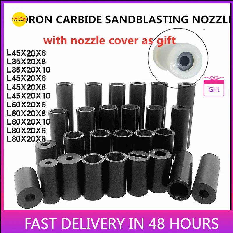 Sandblasting Boron Carbide Nozzle Tip Diameter 3-10mm Length 35-80mm With  Cover