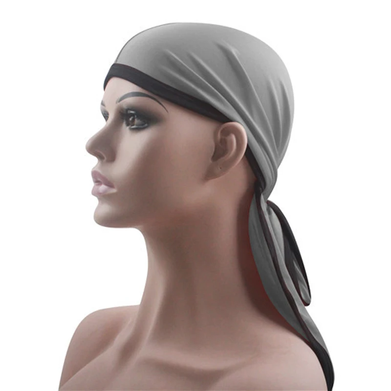 New Men Women Durags Hip Hop Bandana Pirate Cap Du Doo Rag Silky Durag Headwear Long Tail Chemo Satin Headscarf Hat | Аксессуары для