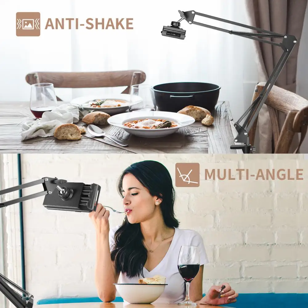 

Neewer 33-Inch Overhead Video Stand Phone Mount Table Top Scissor Arm Stand with Phone Clamp and Remote Control for Baking Craft