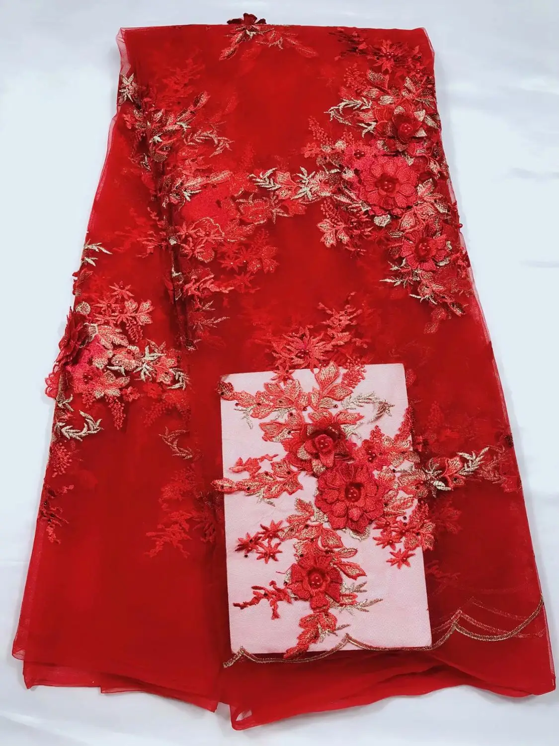 

3D french flowers lace in switzerland gold african lace fabric wedding 5yards swiss lace fabric for dress 100% cotton fabric