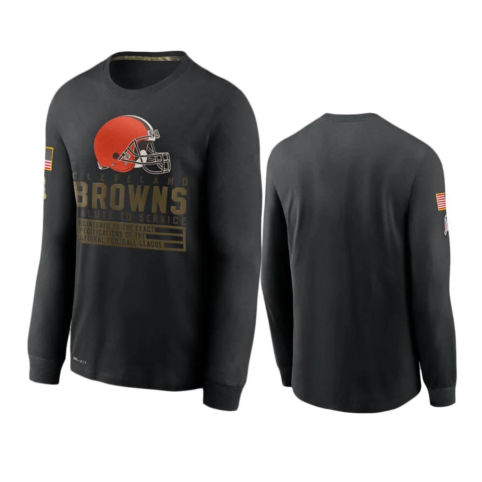 

Cleveland Men Black Browns 2020 Salute to Service Sideline Performance Long Sleeve T-Shirt - S-4XL