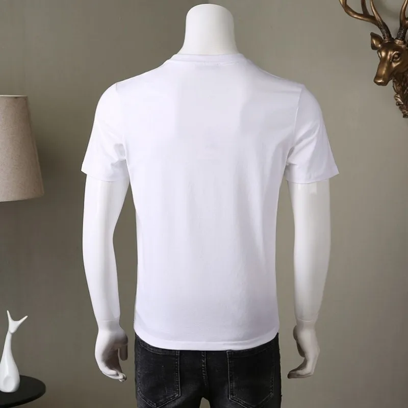 

Men Short Sleeve O-Neck T Shirt Summer New Animal Printing Slim Fit Tops Casual Cartoon White Pullover T Shirt Plus Size 4XL