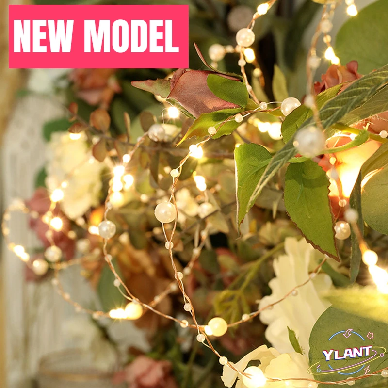 

SWT Christmas Valentine Wedding Decoration for Wedding Party Mariage Garland Decoration 50led Pearl Wire Copper String Light