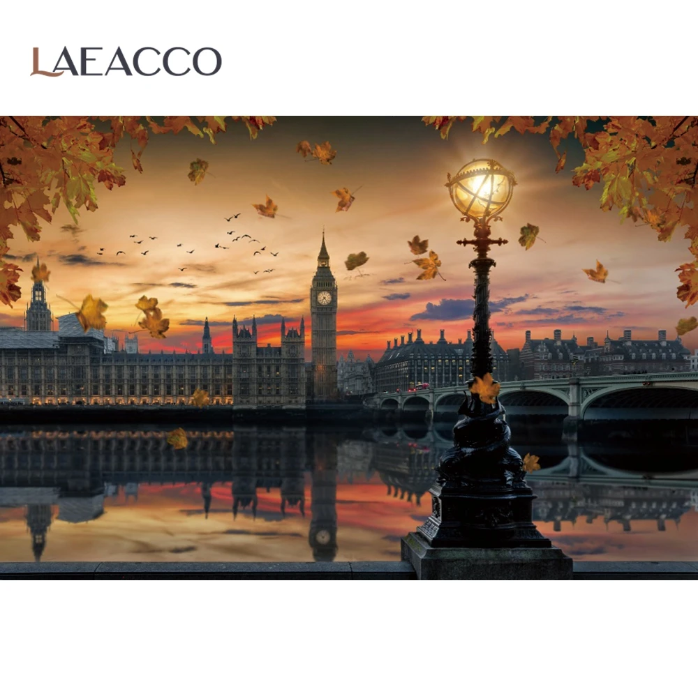 Осенние звёзды Laeacco здания Лондона лакеид сумерки большой бен фонарь живописная