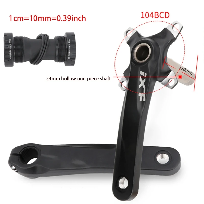 

Bike Crank Arm Set 170mm 104 BCD with Bottom Bracket Kit and Chainring Bolts for MTB BMX Road Bicycle