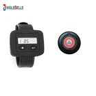 Беспроводная система для официанта, 1 наручные часы-приемник + 1 ультратонкая кнопка вызова, пейджер с частотой 433,92 для ресторана