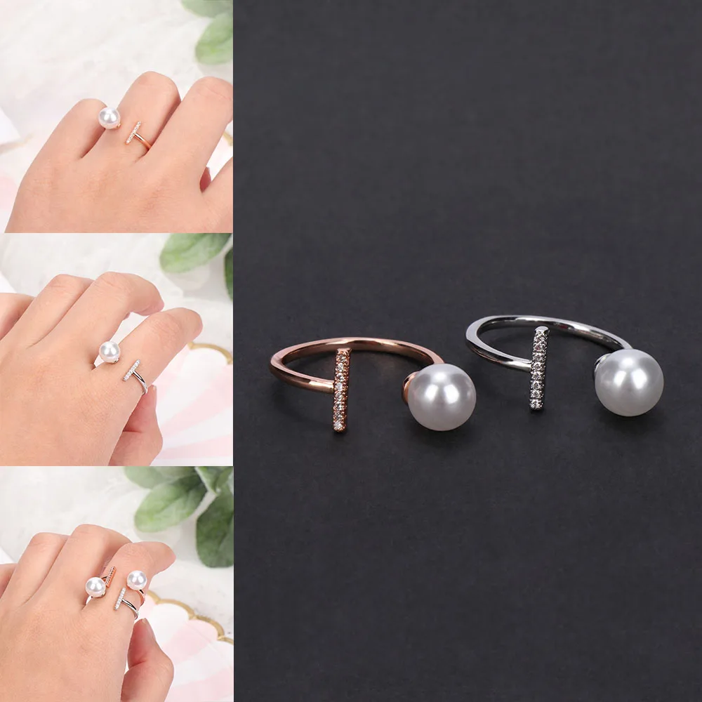 Модное регулируемое женское кольцо с искусственным жемчугом для свадебной