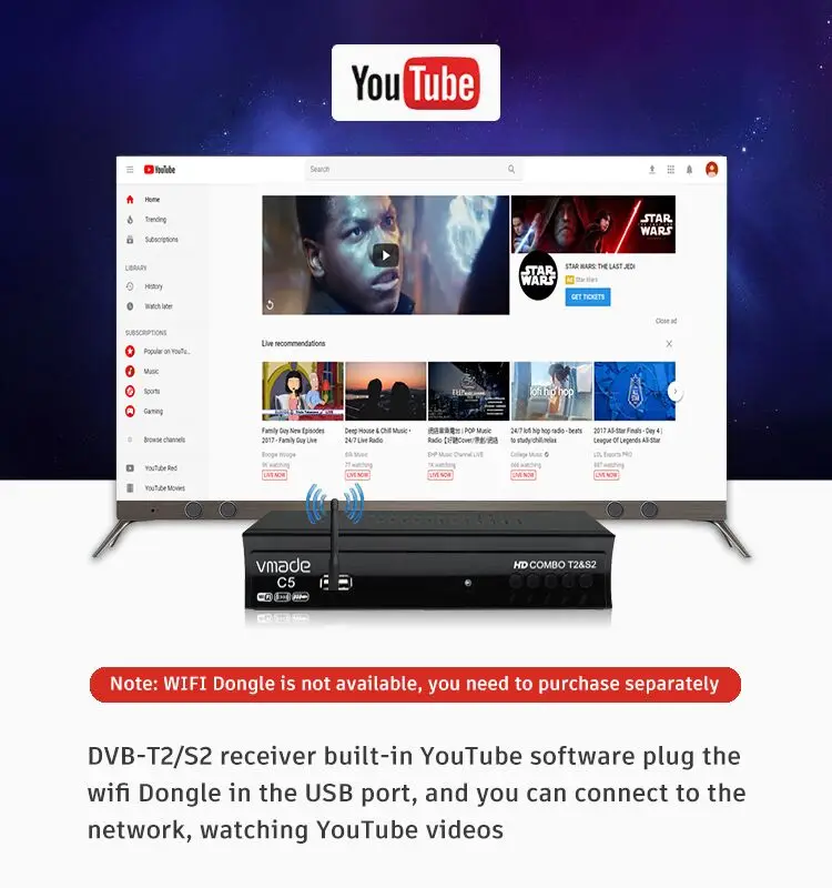 DVB S2 спутниковйы ТВ приемник T2 наземного цифрового тюнер HD комбинированный H.264