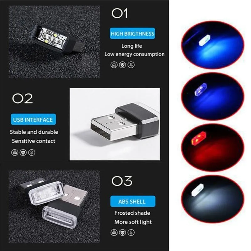Миниатюрный светодиодный автомобильный светильник USB-ламсветильник для