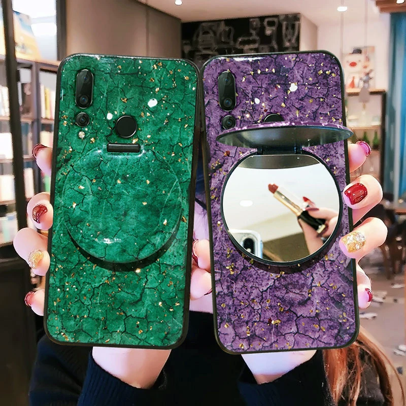 Роскошные блестящие мраморные зеркальные Чехлы для макияжа Huawei Y9Prime2019 Y5 Y7A Y8 Y9Prime