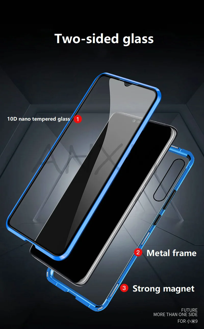 Металлический магнитный чехол для Xiaomi Redmi Note 7 8 K20 Pro закаленное стекло магнитные чехлы Чехол для Xiaomi Mi 9 SE 9T Pro A3 lite чехол