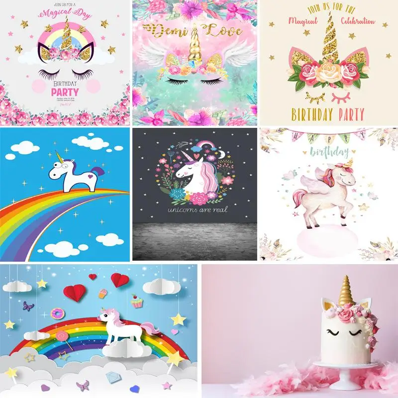 Мульти-Стиль Радуга Единорог с мультипликационным принтом на день рождения