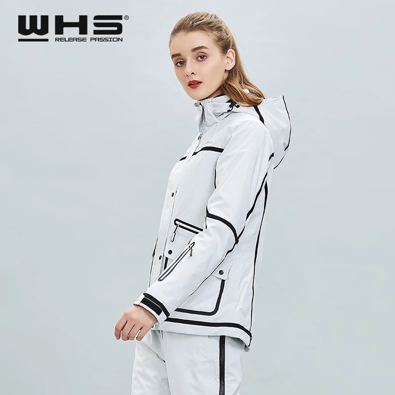 WHS зимняя женская уличная Лыжная куртка модное ветрозащитное водонепроницаемое