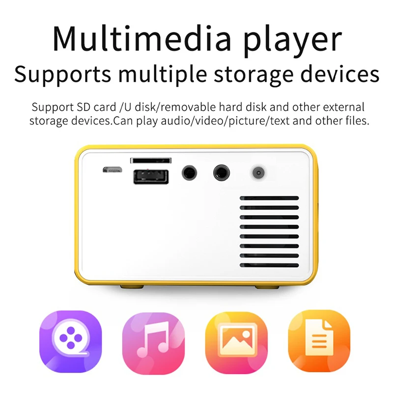 

24-80 inch 240-1080P LED Display Mini Projector T300 LED Mini Projector Support 1080P HDMI-compatible USB Home Media Player