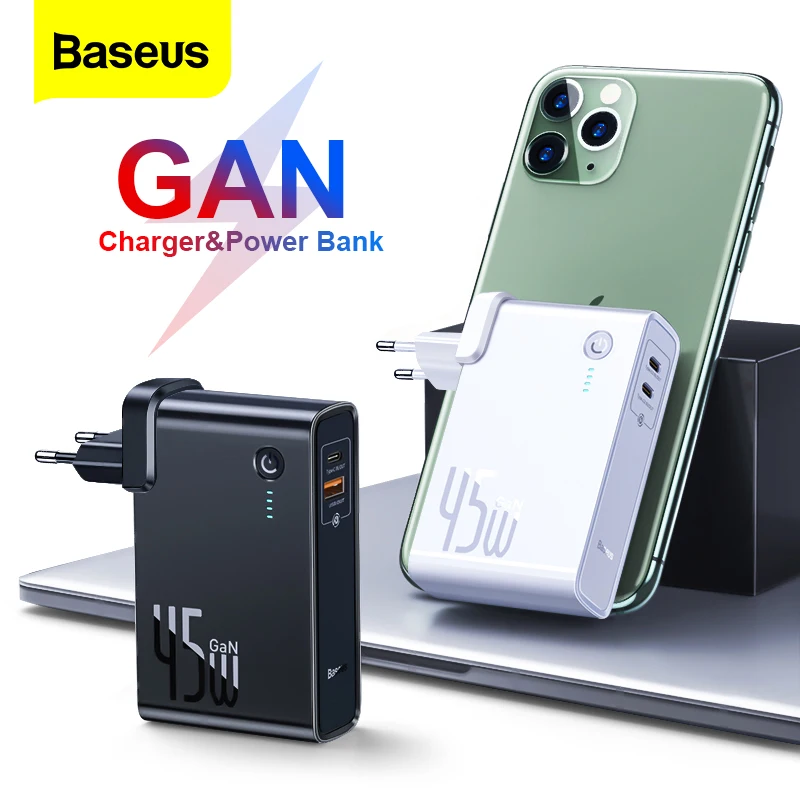Baseus 45 Вт GaN зарядное устройство 10000 мАч Зарядное USB Type C портативная Внешняя