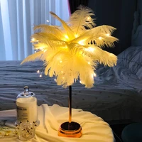 home decor accessories feather lamp figurines led lights usbaa battery power room decor table desk ornaments wedding gifts