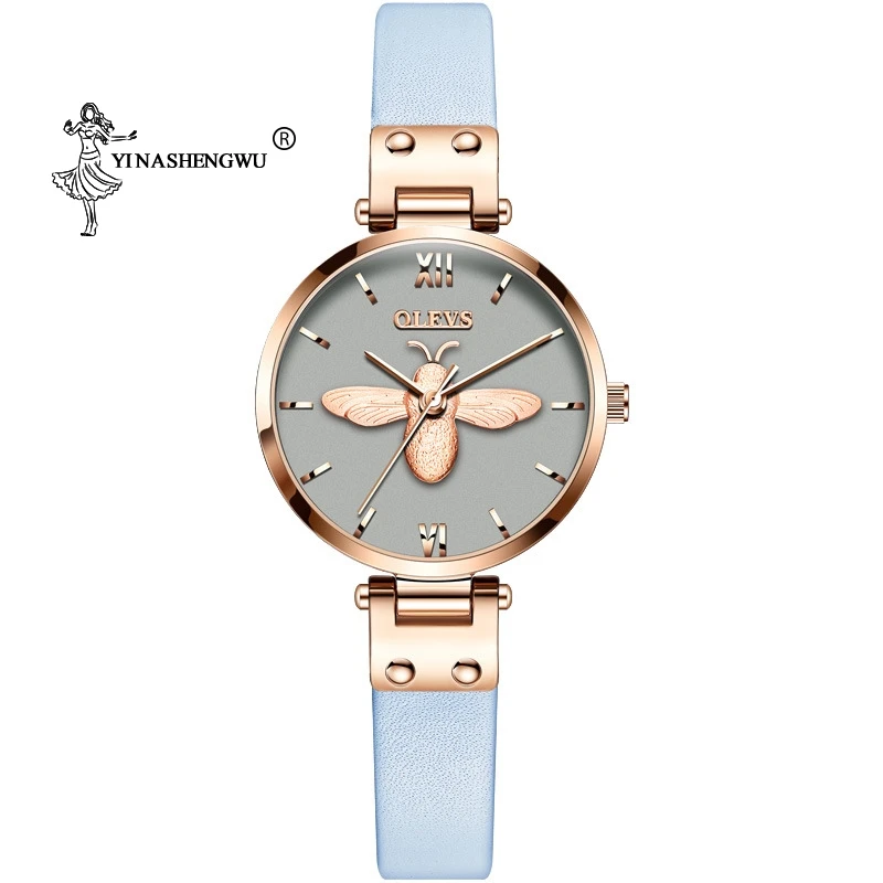 

Women Watches Top Brand Luxury Three-dimensional bee Ladies Wristwatches Stainless Steel Silver Mesh Strap Female Quartz Watch