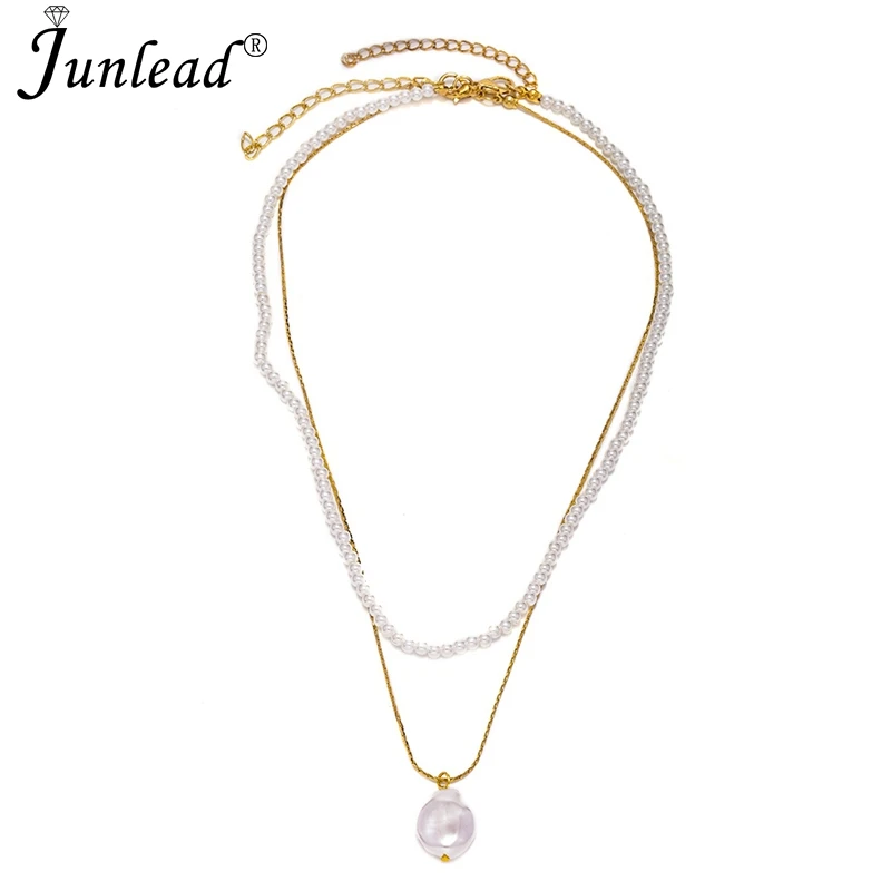 Junlead модное простое многослойное жемчужное ожерелье золотая цепочка чокер бохо