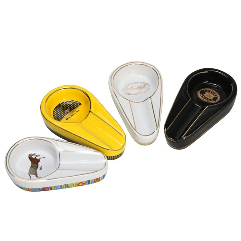 

Classic Ceramic Cigar Ashtray Single Cigar Holder Ash Round Slot Ashtray Mini-Ashtray For Men Gift 120 * 68 * 25mm