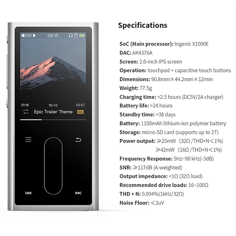 Музыкальный плеер FiiO M3K Mini Hi-Fi портативный аудио с поддержкой MP3 Hi-Res звук без