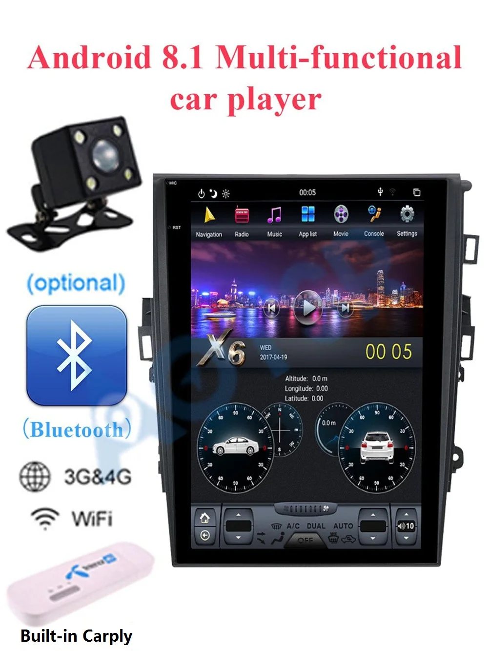 PX6 4 Гб ОЗУ Tesla стиль Android 8,1 Автомобильный gps навигатор для Ford Mondeo Fusion MK5 2013+ головное устройство Мультимедиа Радио магнитофон