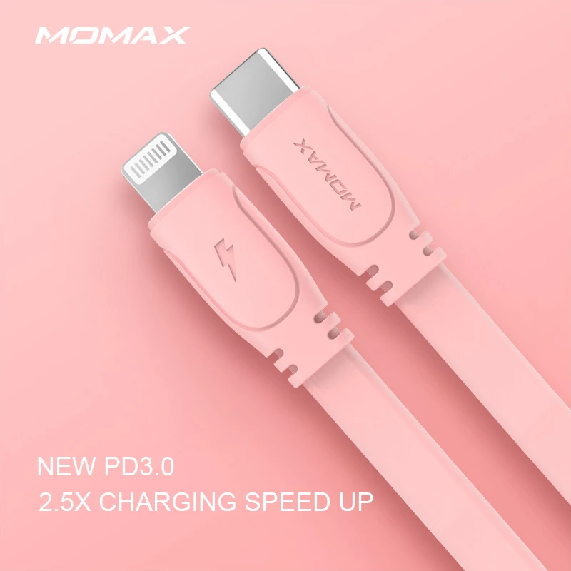 MOMAX PD ios phone Быстрая зарядка линия передачи данных C до lightning-1.2m Flash PD3.0 Мягкий TPE MFi