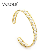 varole handmade natural pearls cuff bangles for women accessories gold color bracelets fashion jewelry friends gifts pulseira