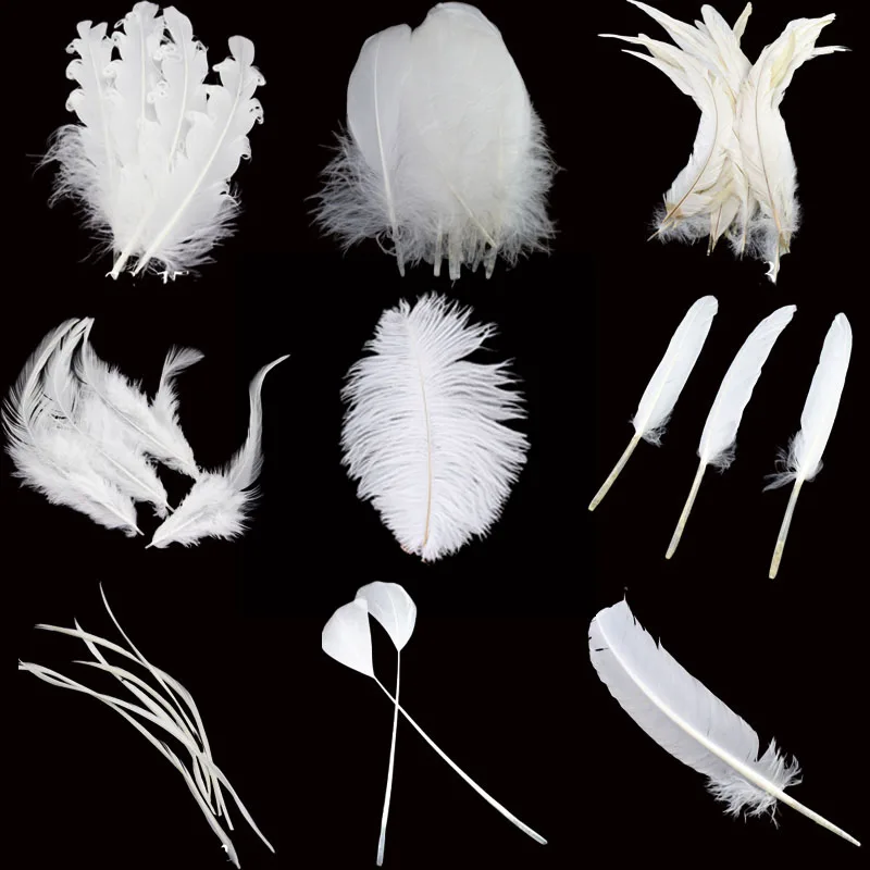 20 шт./лот белые перышки страуса для поделок фазана и петуха бижутерии одежды