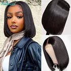 BeQueen Парик Bob, парики из человеческих волос на сетке спереди для чернокожих женщин, волнистые прямые парики на сетке спереди, бразильский парик на сетке спереди