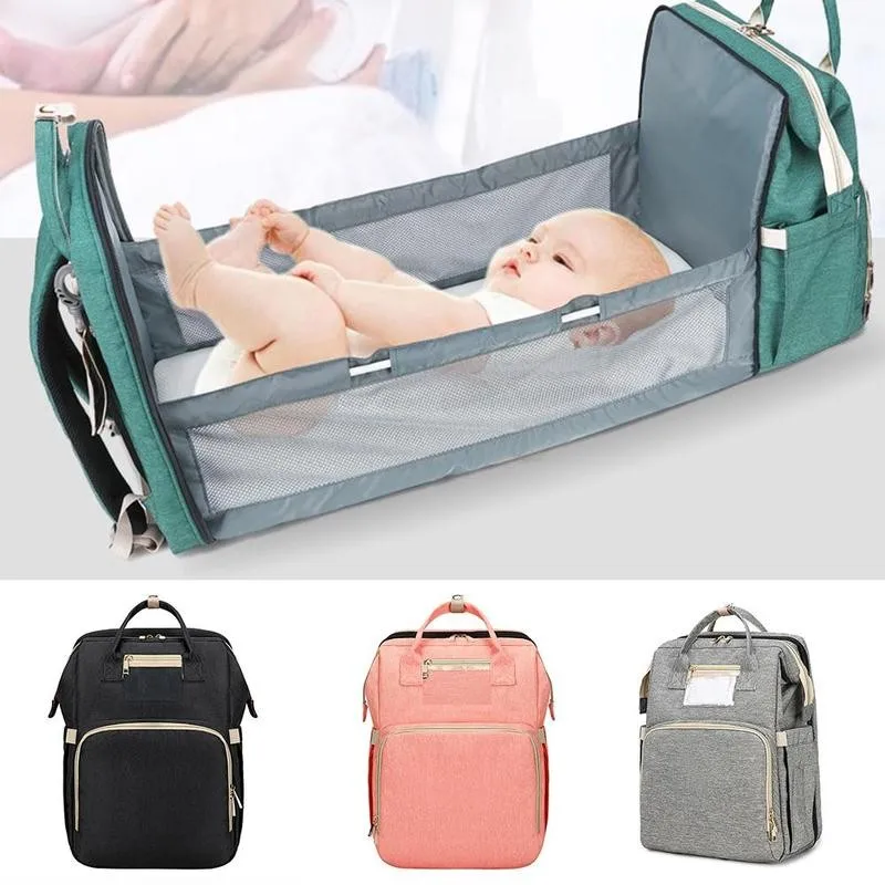 

Multifunctional Large Capacity Diaper Bag Backpack Crib Baby Stroller Bag Foldable Insulation Baby Maternity Bed Bag Nursin W5V8