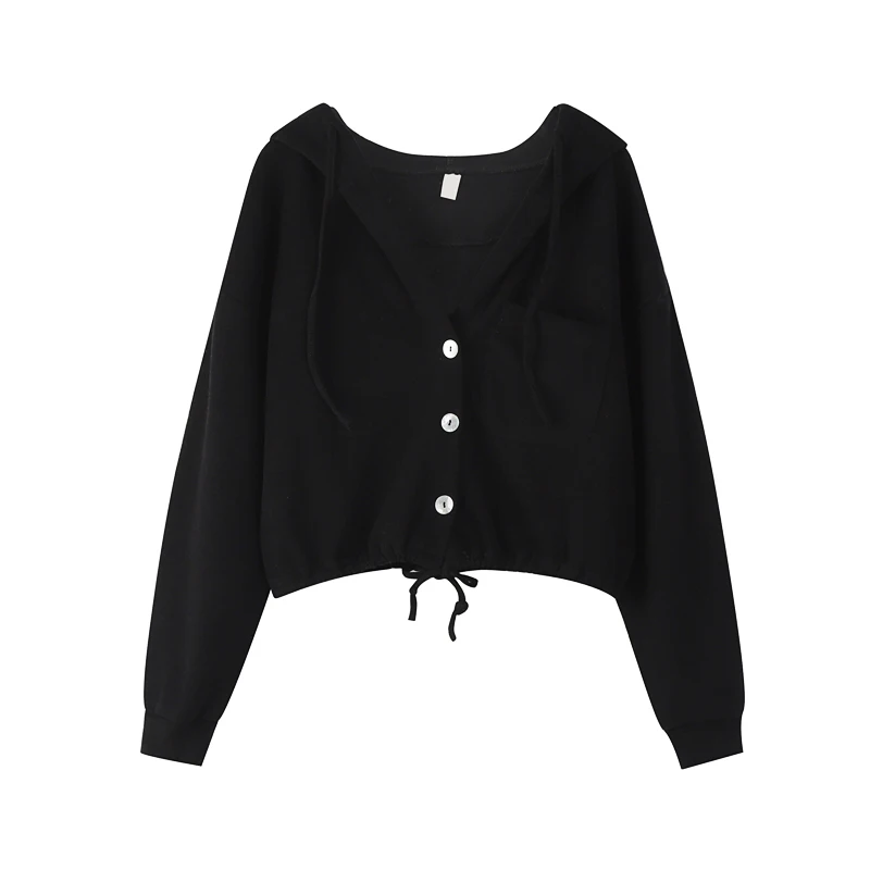 Толстовка Женская однотонная Повседневная шикарный Укороченный кардиган на