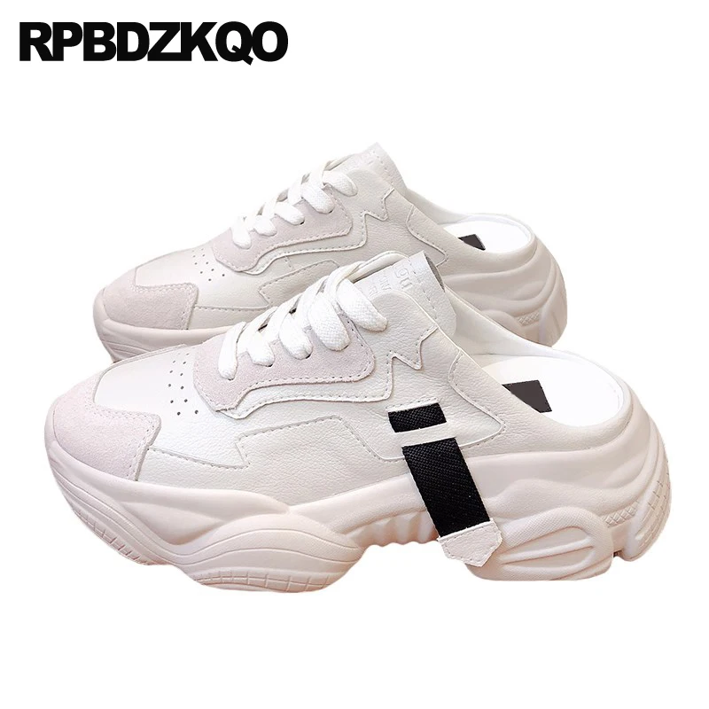 Мюли женские замшевые на платформе толстая подошва танкетка кроссовки обувь для