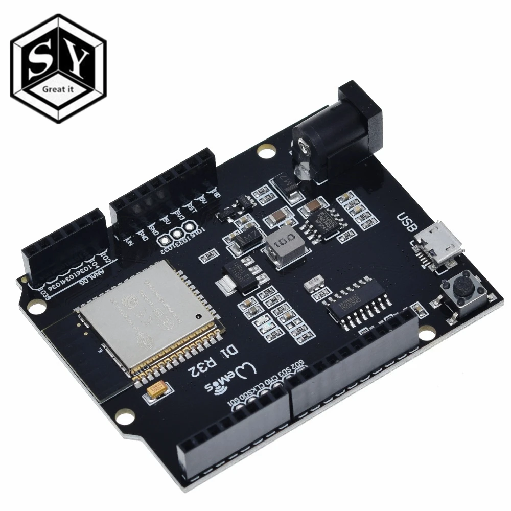Отлично подходит для Wemos D1 ESP32 ESP 32 Wi Fi Bluetooth 4MB Flash UNO R32 плата модуля CH340 CH340G макетная