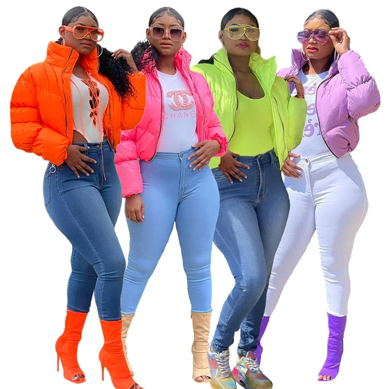 

Женская короткая парка на молнии, повседневный теплый кардиган с воротником-стойкой и длинным рукавом, верхняя одежда, зима 2021