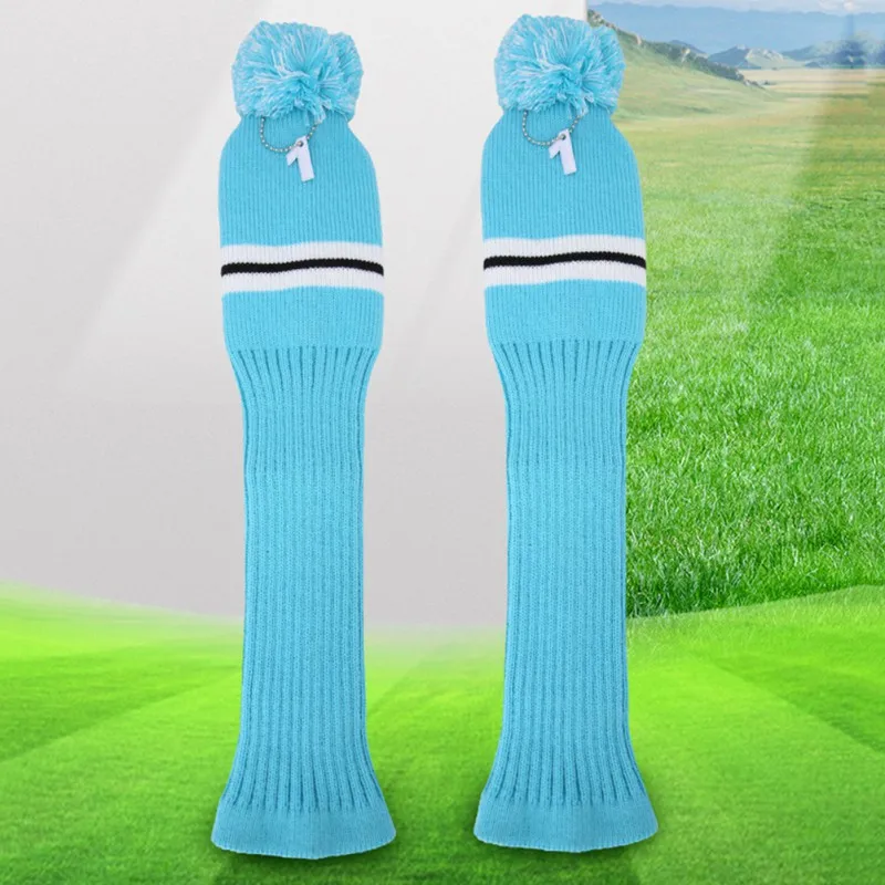 

3 PCS Blue Knitted Golf Club Head Covers Knitwea Driver Fairway HeadCovers Fits 460cc Drivers Golf Iron Wedges Clubs Covers