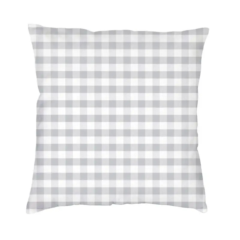 

Light Gray Gingham Plaid Throw Pillow Case 66*66cm Sofa Geometric Check Nordic Cushion Cover Velvet Pillowcase