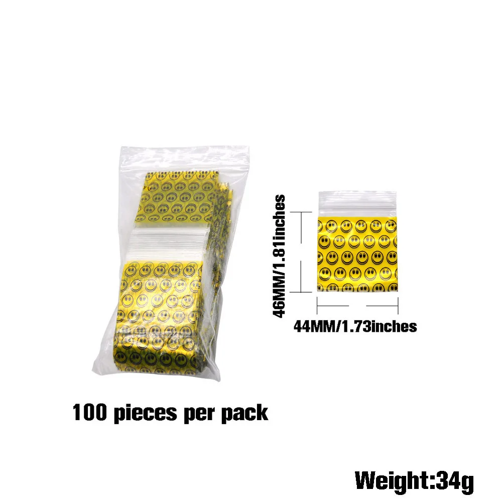 Желтый смайлик пластиковый герметичный мешок 100 палочек 46*44 мм большая упаковка
