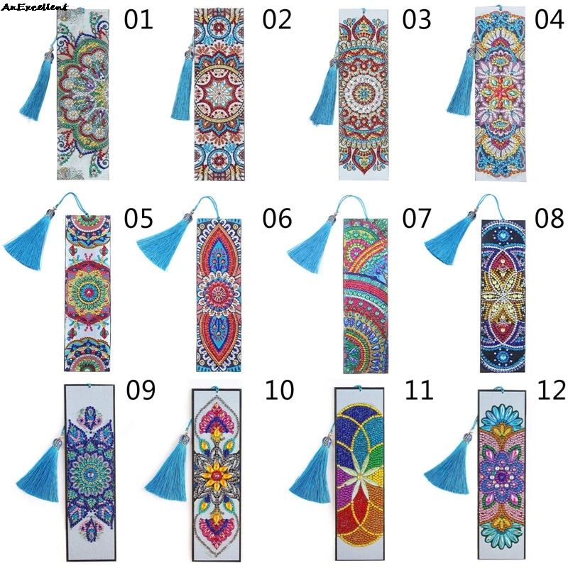 

Diy Bookmarks Floral Print Bookmarks With Tassel 5D Diamond-Painting For Valentine's Day Mother's Day Graduation Birthday Gift