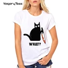 Футболка Humor с черной кошкой, забавный кот, подарок для влюбленных кошек, женская одежда с коротким рукавом, белые женские топы, футболки